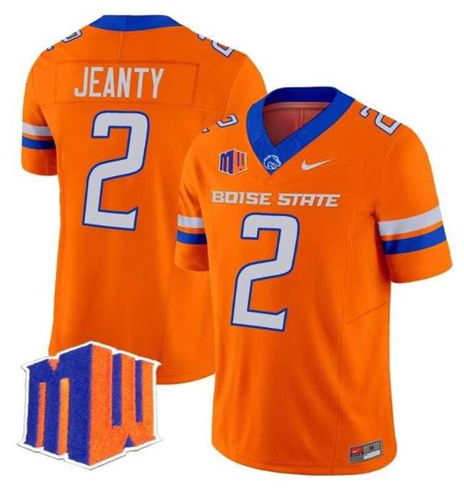 Mens Boise State Broncos #2 Ashton Jeanty Orange 2024 F.U.S.E. Vapor Limited Stitched Football Jersey Dzhi